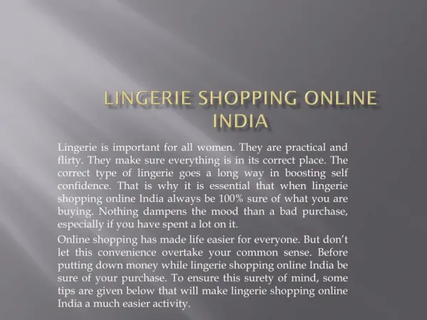 Lingerie Shopping Online India, Buy Lingerie Online India