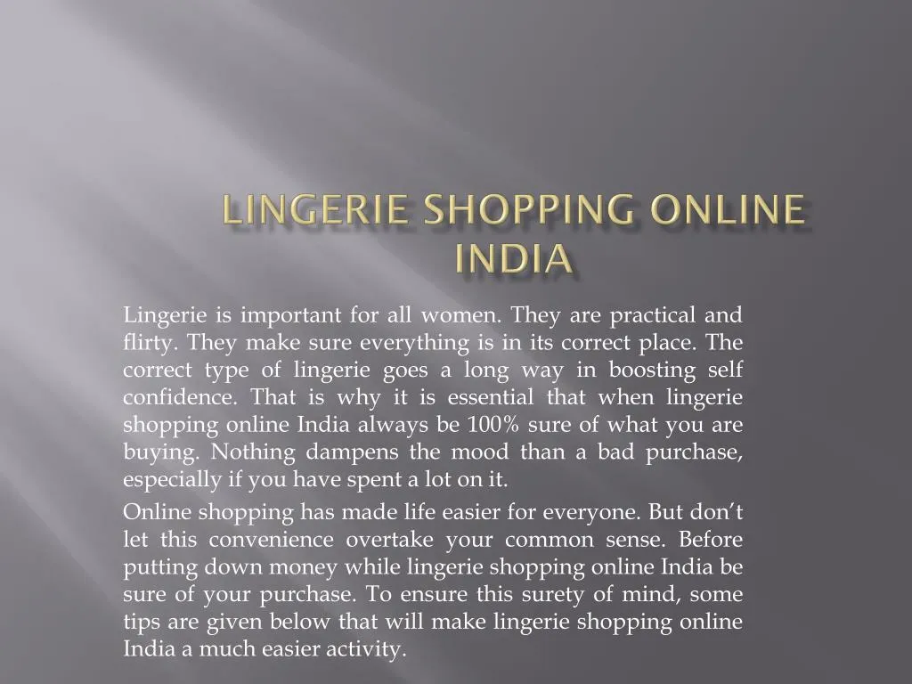 lingerie shopping online india