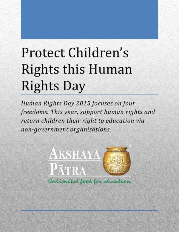 Protect Children’s Rights this Human Rights Day