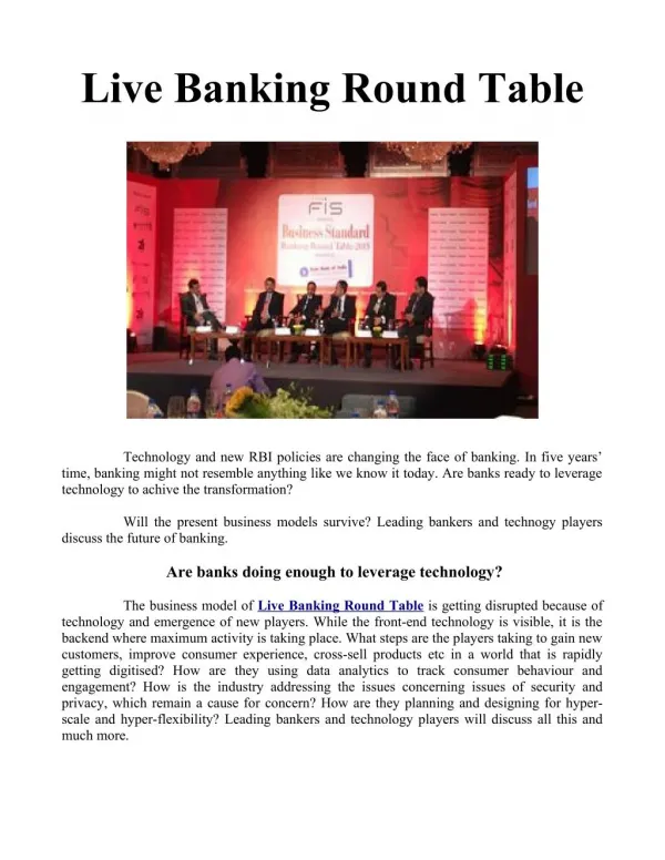 Live Banking Round Table