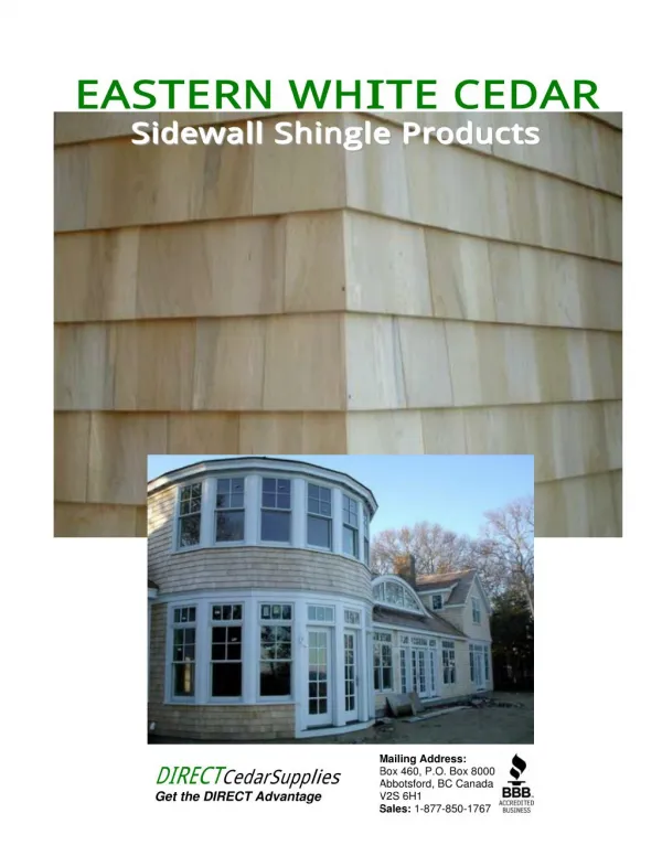 Sidewall Shingle Products - Eastern White Cedar