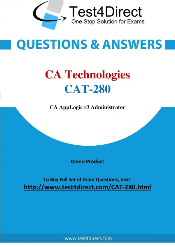 CA Technologies CAT-280 Certified Administrator Real Exam Questions
