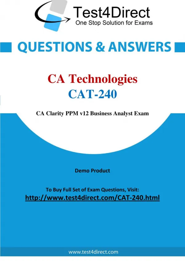 CAT-240 CA Technologies Exam - Updated Questions