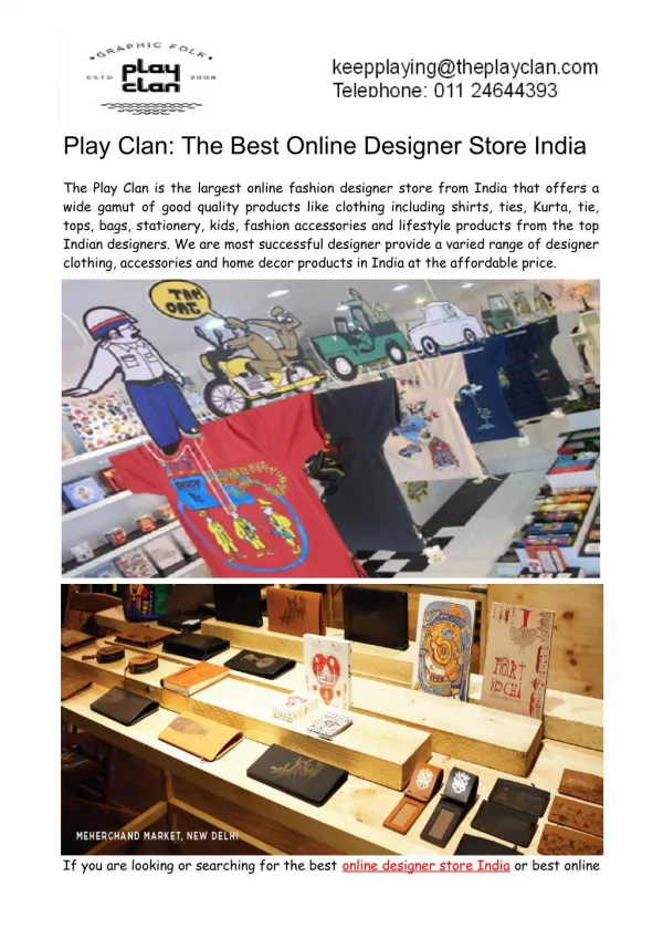 Play Clan- The Best Online Designer Store India