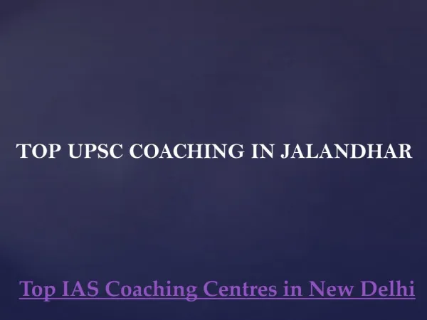 Top upsc coaching in jalandhar