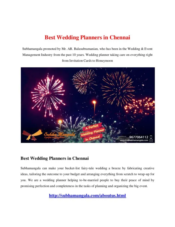 Best Wedding Planners in Chennai