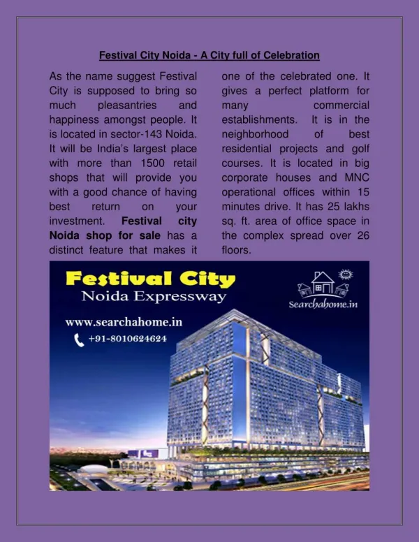 Festival City Noida - A City full of Celebration