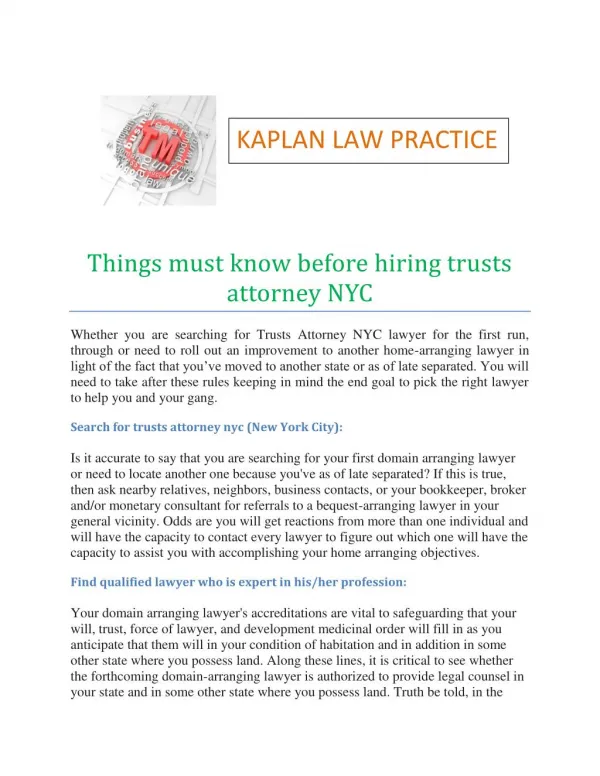 Trusts attorney nyc