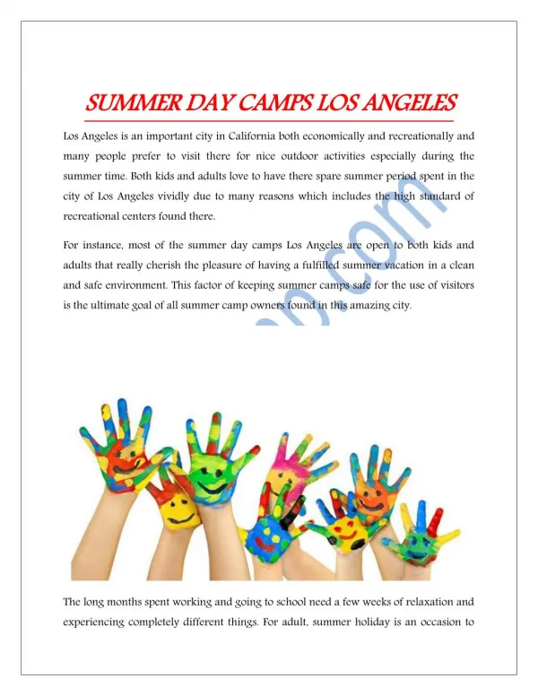 Summer Day Camp LosAngeles