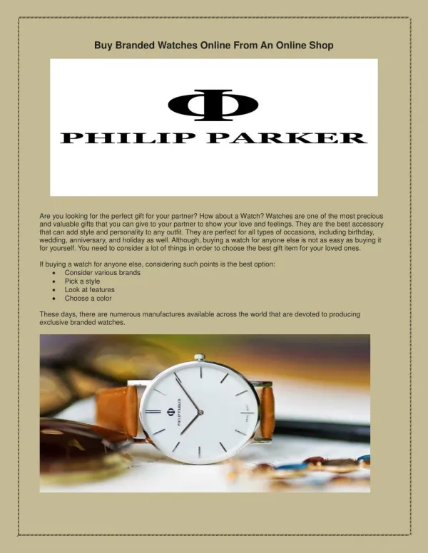 classic collection of watches - Parker Watches
