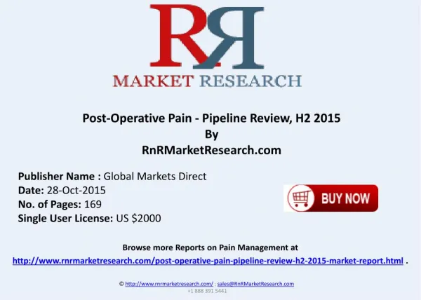 Post-Operative Pain Pipeline Review H2 2015
