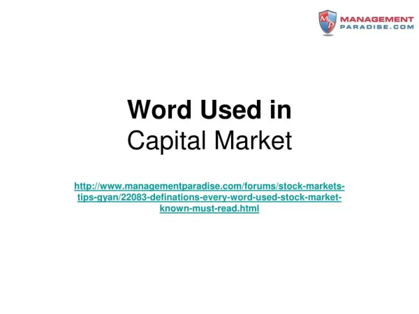 Word Used in Capital Market