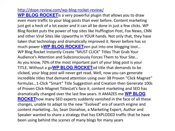 Wp Blog Rocket review