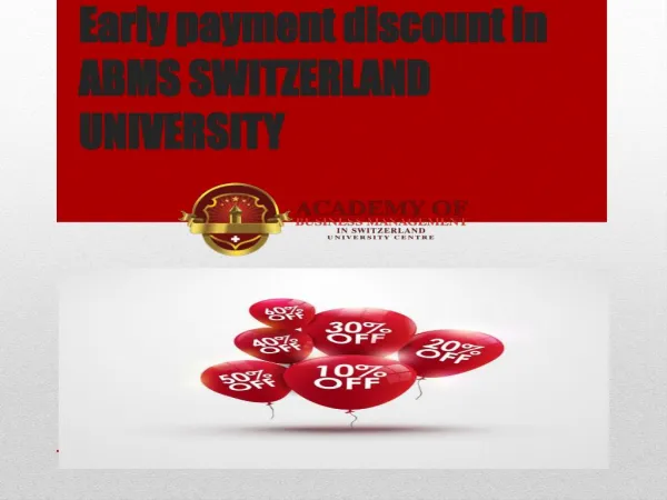 Early payment discount in ABMS SWITZERLAND UNIVERSITY