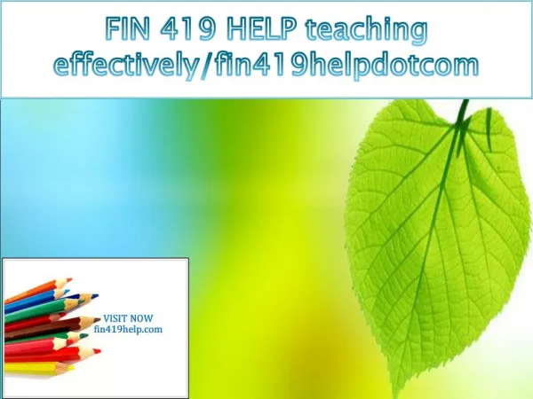 FIN 419 HELP teaching effectively/fin419helpdotcom
