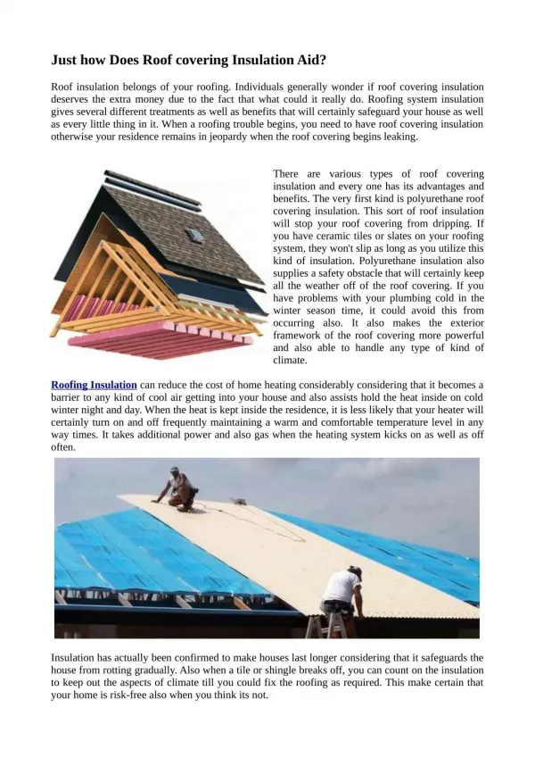 Just how Does Roof covering Insulation Aid?