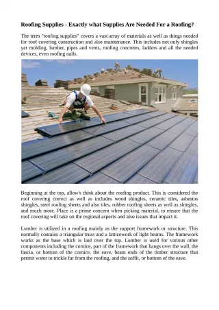 Roofing Supplies - Exactly what Supplies Are Needed For a Roofing? - slide 1