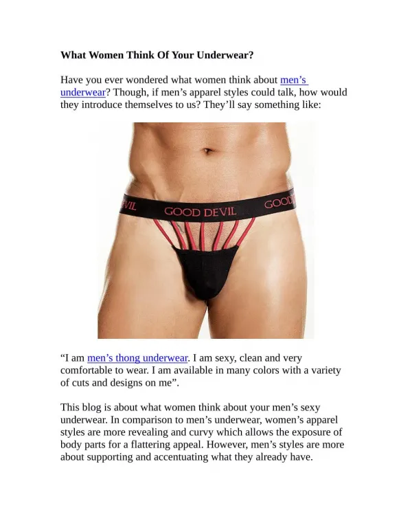 What Women Think Of Your Underwear?
