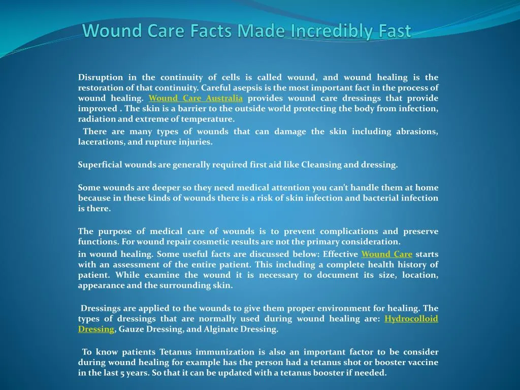 wound care facts made incredibly fast