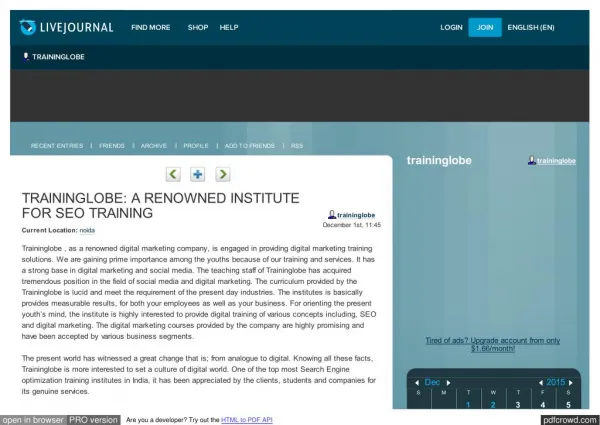 TRAININGLOBE: A RENOWNED INSTITUTE FOR SEO TRAINING