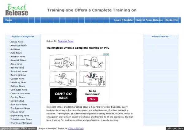 Traininglobe Offers a Complete Training on PPC