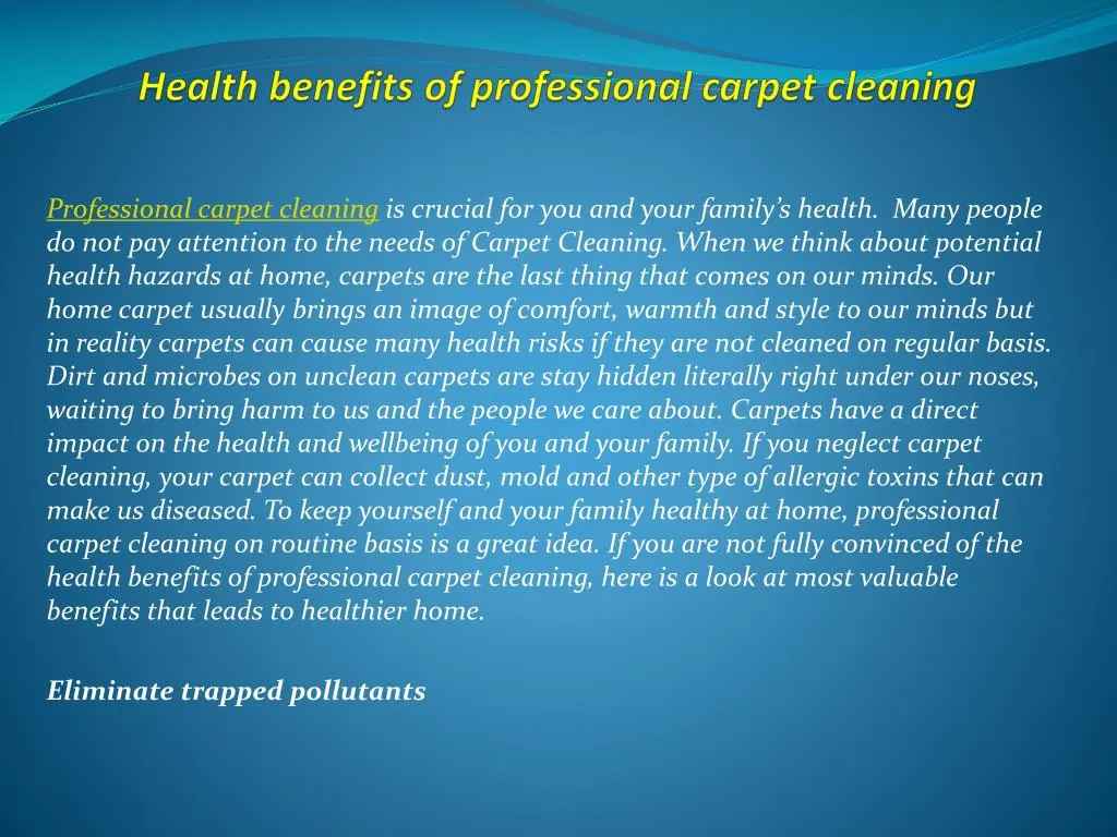 health benefits of professional carpet cleaning
