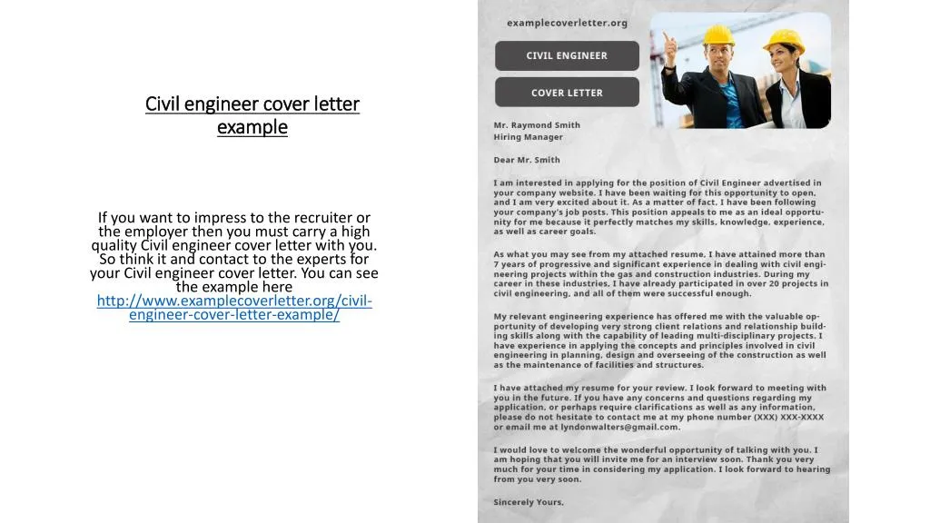 civil engineer cover letter example