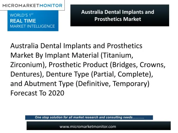 Dental Implants and Prosthetics in Australia: A Growing Opportunity