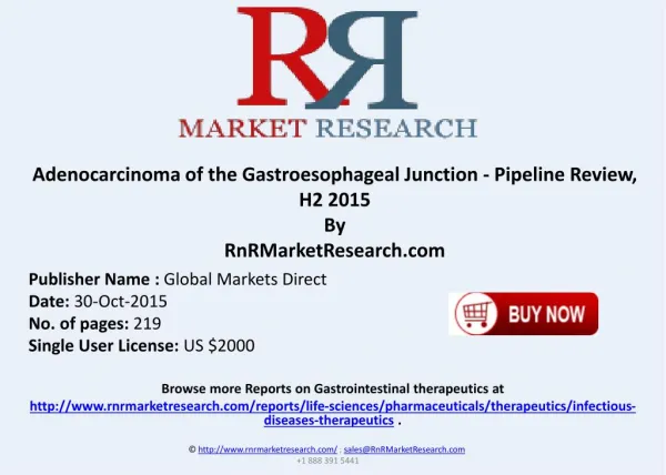 Adenocarcinoma of the Gastroesophageal Junction Pipeline Review H2 2015