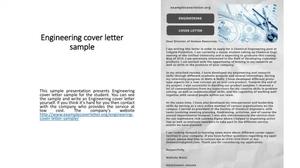Engineering cover letter sample