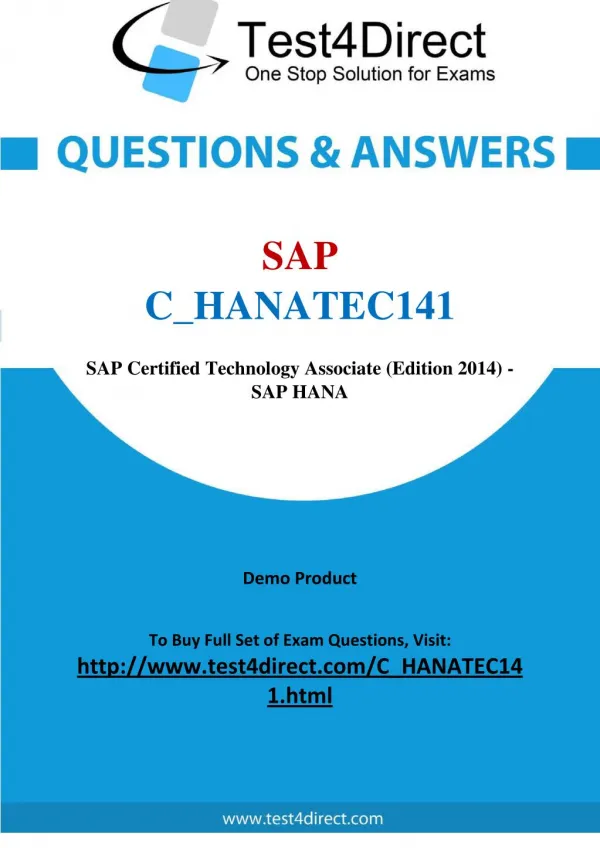 SAP C_HANATEC141 Test - Updated Demo