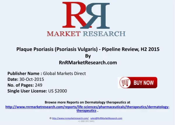 Plaque Psoriasis (Psoriasis Vulgaris) Pipeline Review H2 2015