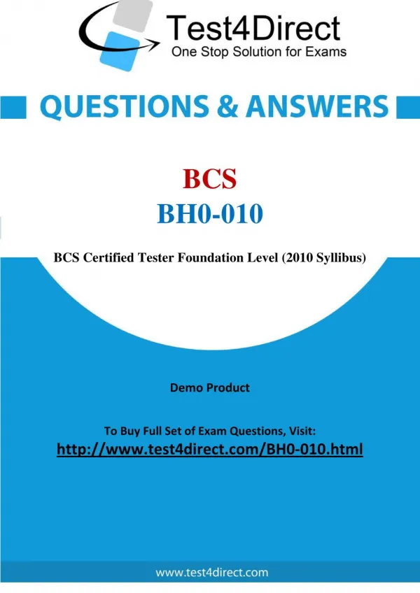 BCS BH0-010 Exam - Updated Questions