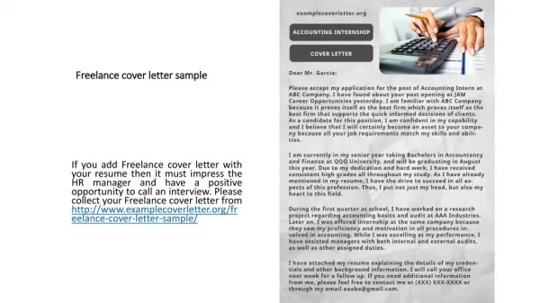 Freelance cover letter sample