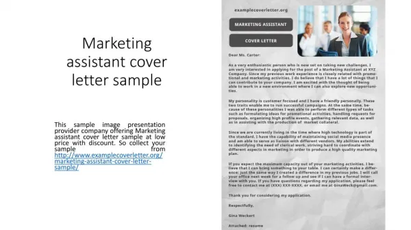 Marketing assistant cover letter sample