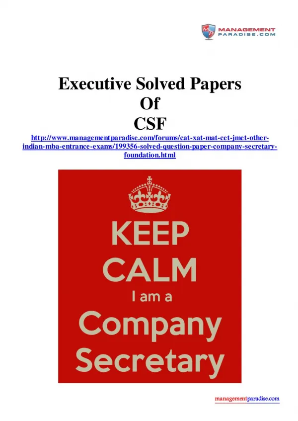 Executive Solved Papers of CSF