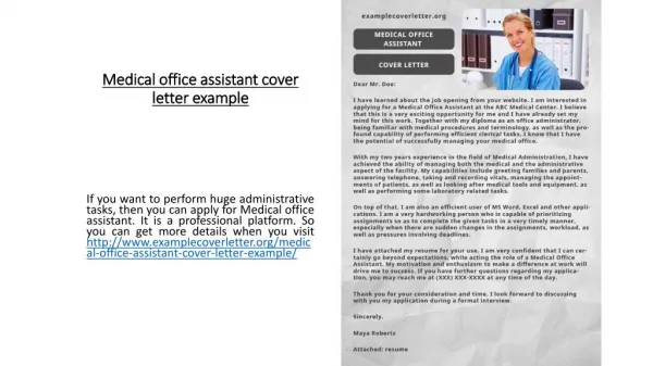 Medical office assistant cover letter example