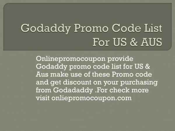 Godaddy Promo Code List For US & AUS