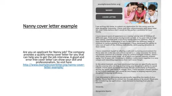 Nanny cover letter example
