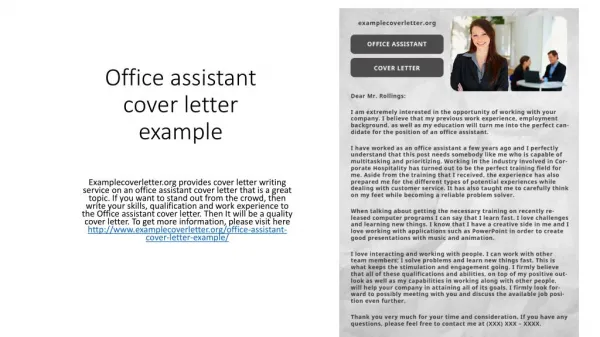 Office assistant cover letter example