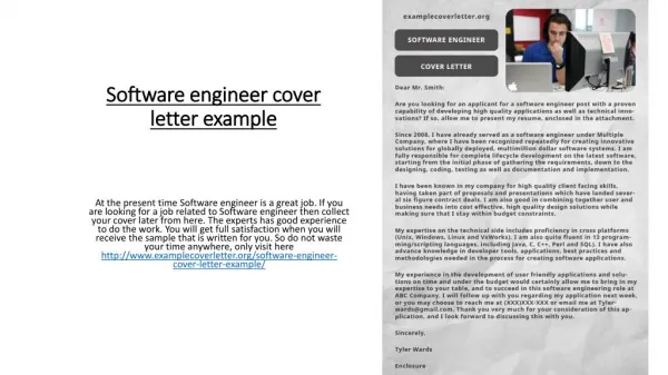 Software engineer cover letter example