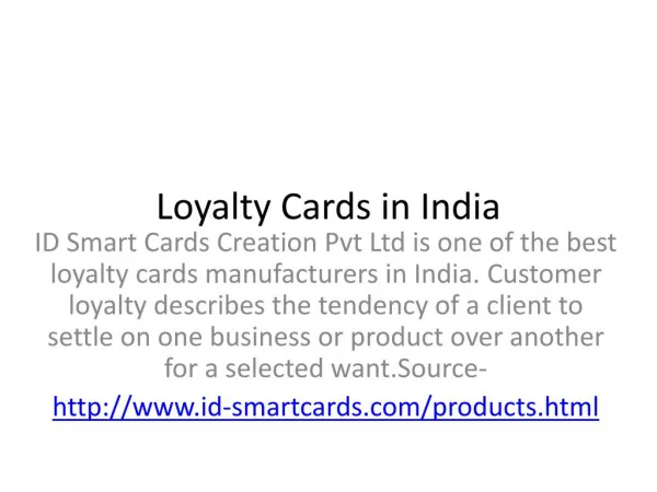 Advantage of loyalty cards