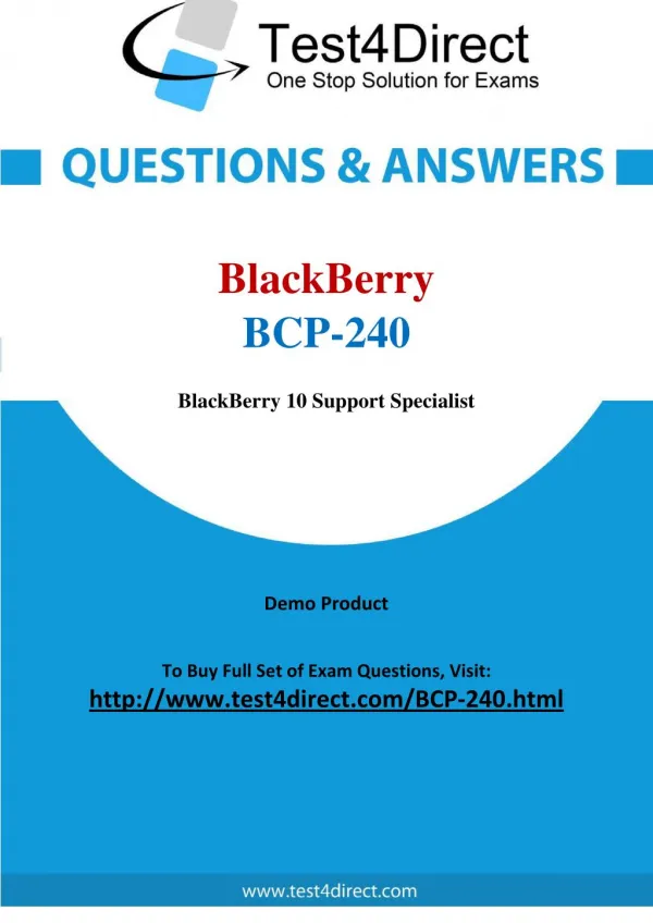 BCP-240 BlackBerry Exam - Updated Questions