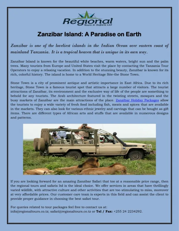 Zanzibar Island: A Paradise on Earth