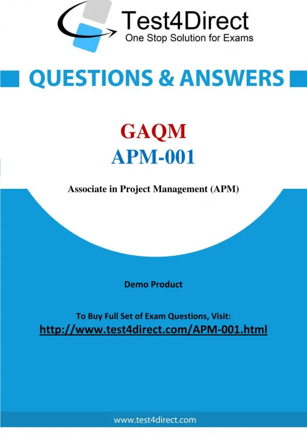 GAQM APM-001 Real Test Questions