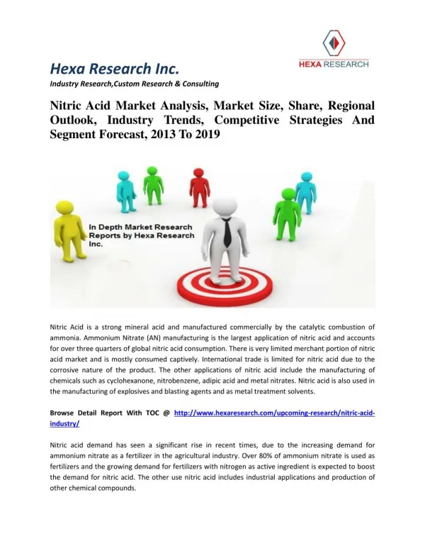 Nitric Acid Market Analysis, Market Size, Share, Regional Outlook, Industry Trends, Competitive Strategies And Segment F
