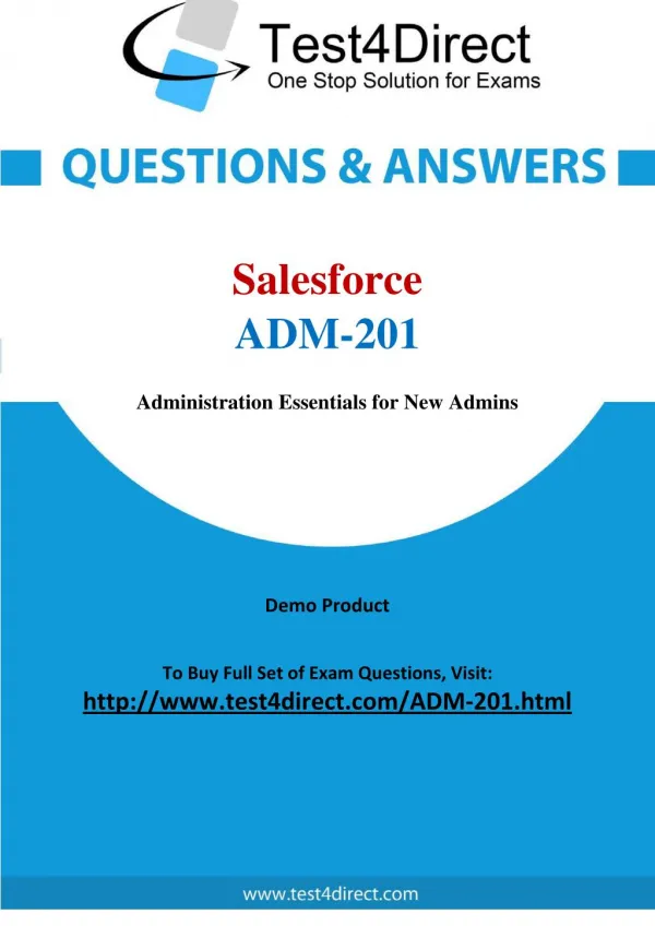 Salesforce ADM-201 Certified Administrator Real Exam Questions