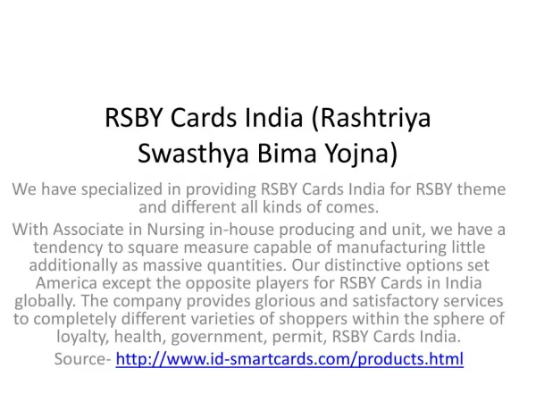 Rsby cards India