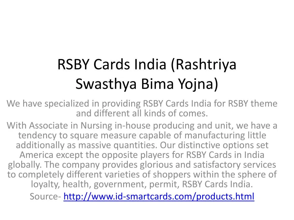 rsby cards india rashtriya swasthya bima yojna
