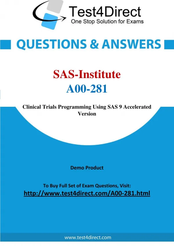 SAS Institute A00-281 Test Questions
